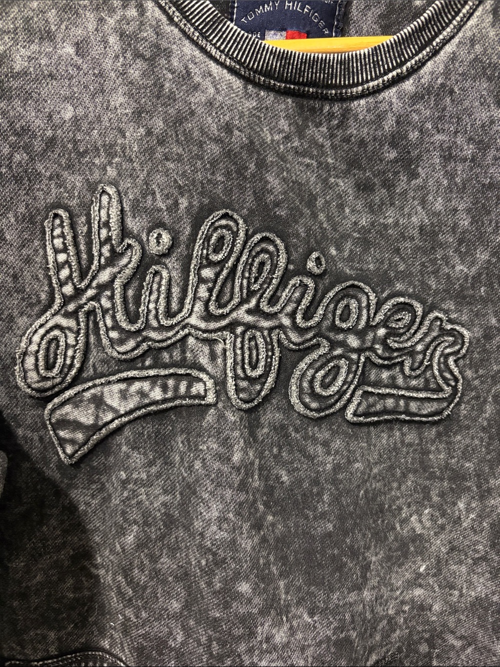 Tommy Hilfiger Y2K Mineral-Wash Black Crewneck Sweater